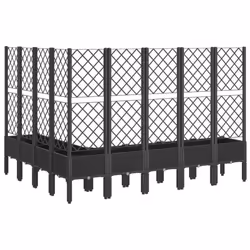 vidaXL Garden Planter with Trellis Patio Flower Pot Planter Box Light Grey PP - black, 200 x 160 x 142 cm - Additional view 4