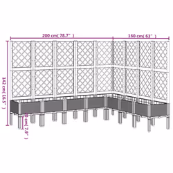vidaXL Garden Planter with Trellis Patio Flower Pot Planter Box Light Grey PP - black, 200 x 160 x 142 cm - Additional view 8