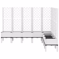 vidaXL Garden Planter with Trellis Patio Flower Pot Planter Box Light Grey PP - white, 200 x 160 x 142 cm - Additional view 2