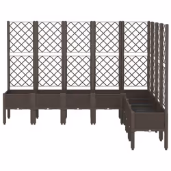 vidaXL Garden Planter with Trellis Patio Flower Pot Planter Box Light Grey PP - brown, 200 x 160 x 142 cm - Additional view 2