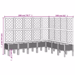 vidaXL Garden Planter with Trellis Patio Flower Pot Planter Box Light Grey PP - brown, 200 x 160 x 142 cm - Additional view 3