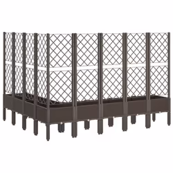 vidaXL Garden Planter with Trellis Patio Flower Pot Planter Box Light Grey PP - brown, 200 x 160 x 142 cm - Additional view 4