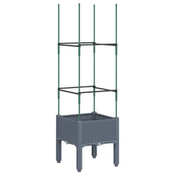 vidaXL Garden Planter with Trellis Grey - grey, 40 x 40 x 142,5 cm
