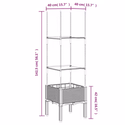 vidaXL Garden Planter with Trellis Grey - grey, 40 x 40 x 142,5 cm