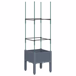 vidaXL Garden Planter with Trellis Grey - grey, 40 x 40 x 142,5 cm - Additional view 4