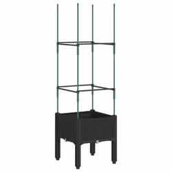 vidaXL Garden Planter with Trellis Grey - black, 42 x 40 x 142,5 cm