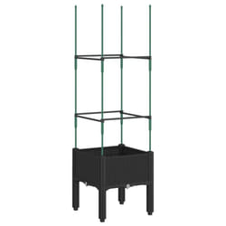 vidaXL Garden Planter with Trellis Grey - black, 42 x 40 x 142,5 cm