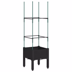 vidaXL Garden Planter with Trellis Grey - black, 42 x 40 x 142,5 cm - Additional view 4