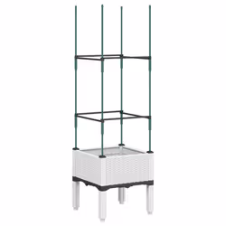 vidaXL Garden Planter with Trellis Grey - white, 43 x 40 x 142,5 cm - Additional view 4