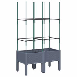 vidaXL Garden Planter with Trellis Grey - grey, 80 x 40 x 142,5 cm - Additional view 4