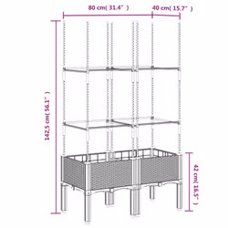 vidaXL Garden Planter with Trellis Grey - light grey, 80 x 40 x 142,5 cm