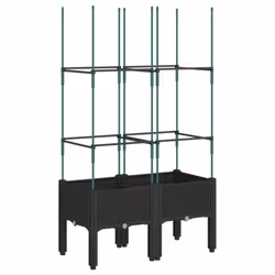 vidaXL Garden Planter with Trellis Grey - black, 80 x 40 x 142,5 cm