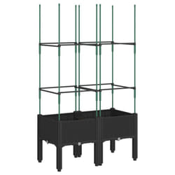 vidaXL Garden Planter with Trellis Grey - black, 80 x 40 x 142,5 cm