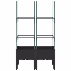 vidaXL Garden Planter with Trellis Grey - black, 80 x 40 x 142,5 cm