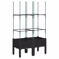 vidaXL Garden Planter with Trellis Grey - black, 80 x 40 x 142,5 cm - Additional view 4
