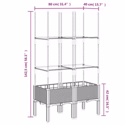 vidaXL Garden Planter with Trellis Grey - black, 80 x 40 x 142,5 cm - Additional view 6