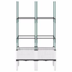 vidaXL Garden Planter with Trellis Grey - white, 80 x 40 x 142,5 cm