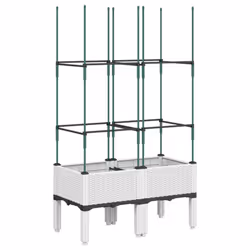 vidaXL Garden Planter with Trellis Grey - white, 80 x 40 x 142,5 cm - Additional view 4