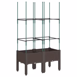 vidaXL Garden Planter with Trellis Grey - brown, 80 x 40 x 142,5 cm