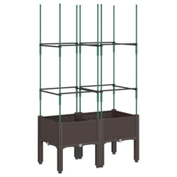 vidaXL Garden Planter with Trellis Grey - brown, 80 x 40 x 142,5 cm