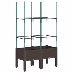 vidaXL Garden Planter with Trellis Grey - brown, 80 x 40 x 142,5 cm - Additional view 4
