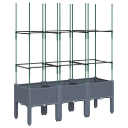 vidaXL Garden Planter with Trellis Grey - grey, 120 x 40 x 142,5 cm