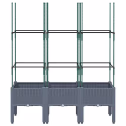 vidaXL Garden Planter with Trellis Grey - grey, 120 x 40 x 142,5 cm
