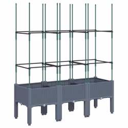 vidaXL Garden Planter with Trellis Grey - grey, 120 x 40 x 142,5 cm - Additional view 4