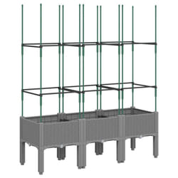 vidaXL Garden Planter with Trellis Grey - light grey, 120 x 40 x 142,5 cm