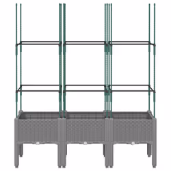 vidaXL Garden Planter with Trellis Grey - light grey, 120 x 40 x 142,5 cm