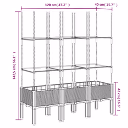 vidaXL Garden Planter with Trellis Grey - light grey, 120 x 40 x 142,5 cm