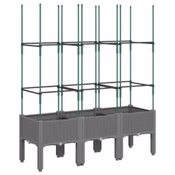 vidaXL Garden Planter with Trellis Grey - light grey, 120 x 40 x 142,5 cm - Additional view 4