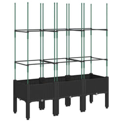 vidaXL Garden Planter with Trellis Grey - black, 120 x 40 x 142,5 cm