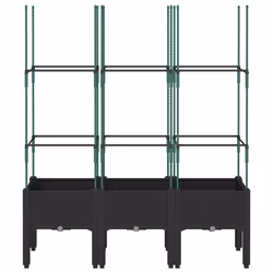 vidaXL Garden Planter with Trellis Grey - black, 120 x 40 x 142,5 cm