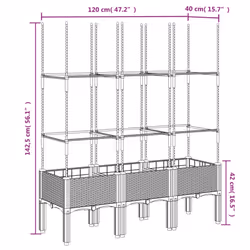 vidaXL Garden Planter with Trellis Grey - black, 120 x 40 x 142,5 cm