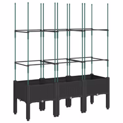 vidaXL Garden Planter with Trellis Grey - black, 120 x 40 x 142,5 cm - Additional view 4
