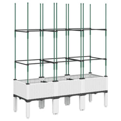 vidaXL Garden Planter with Trellis Grey - white, 120 x 40 x 142,5 cm