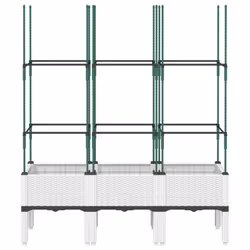 vidaXL Garden Planter with Trellis Grey - white, 120 x 40 x 142,5 cm