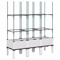 vidaXL Garden Planter with Trellis Grey - white, 120 x 40 x 142,5 cm - Additional view 4
