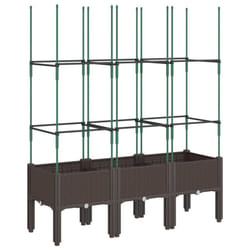 vidaXL Garden Planter with Trellis Grey - brown, 120 x 40 x 142,5 cm
