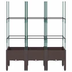 vidaXL Garden Planter with Trellis Grey - brown, 120 x 40 x 142,5 cm