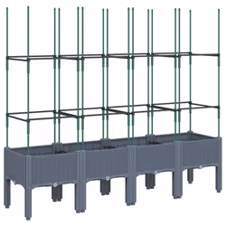 vidaXL Garden Planter with Trellis Grey - grey, 160 x 40 x 142,5 cm