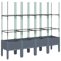 vidaXL Garden Planter with Trellis Grey - grey, 160 x 40 x 142,5 cm