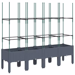 vidaXL Garden Planter with Trellis Grey - grey, 160 x 40 x 142,5 cm - Additional view 4