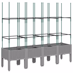 vidaXL Garden Planter with Trellis Grey - light grey, 160 x 40 x 142,5 cm