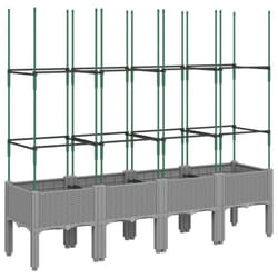 vidaXL Garden Planter with Trellis Grey - light grey, 160 x 40 x 142,5 cm