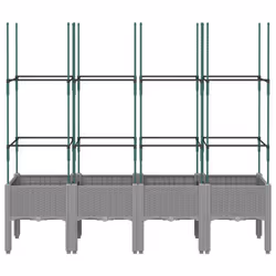 vidaXL Garden Planter with Trellis Grey - light grey, 160 x 40 x 142,5 cm