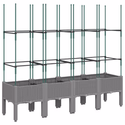 vidaXL Garden Planter with Trellis Grey - light grey, 160 x 40 x 142,5 cm - Additional view 4