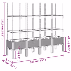 vidaXL Garden Planter with Trellis Grey - light grey, 160 x 40 x 142,5 cm - Additional view 6