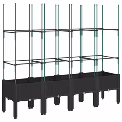 vidaXL Garden Planter with Trellis Grey - black, 160 x 40 x 142,5 cm